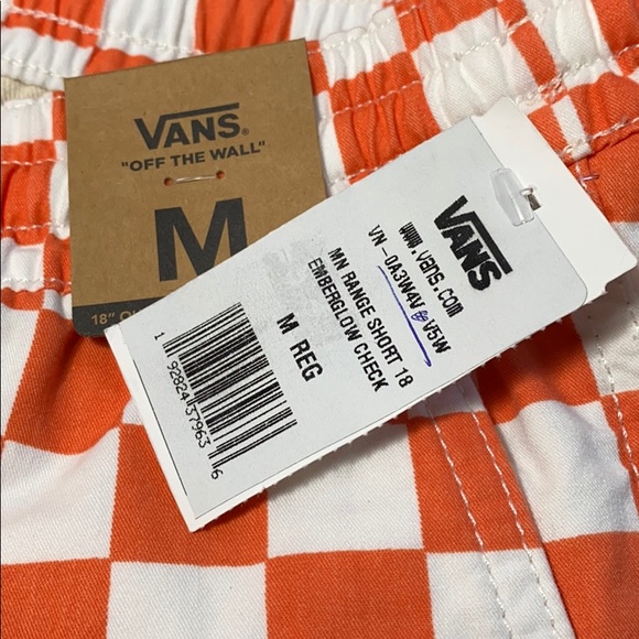 VANS Range Short 18” EmberGlow Check White Orange - Picture 4 of 8